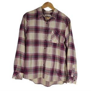 BARBOUR Brae Check Shirt Button Down Plaid sz‎ 6 Pink Beige